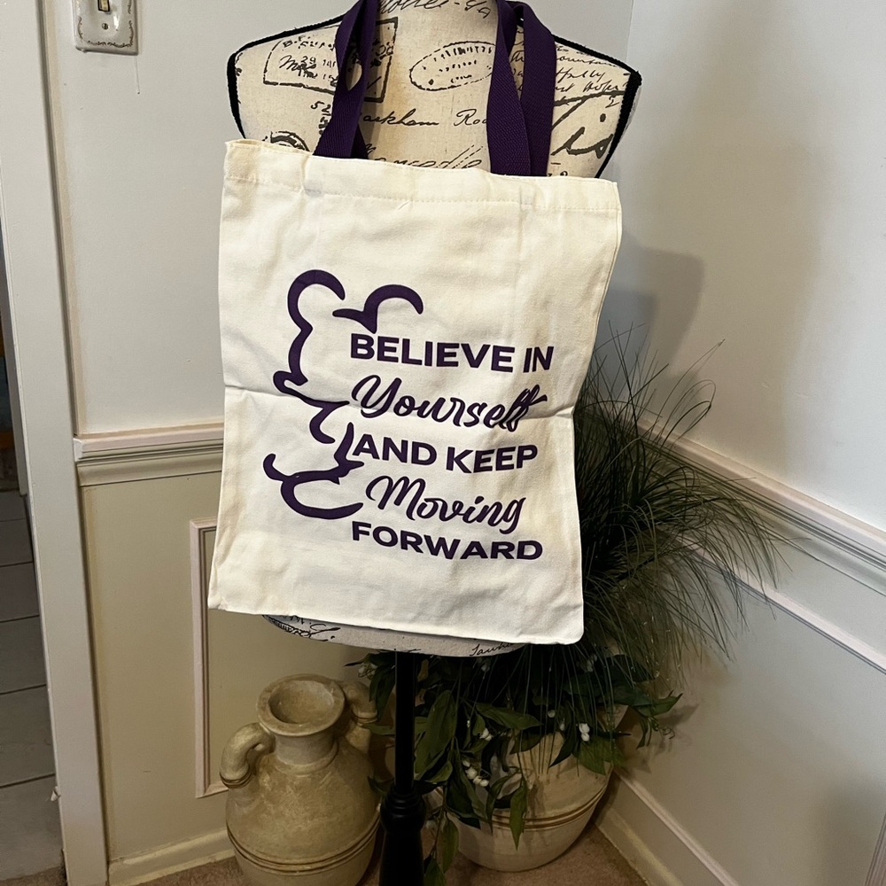 Purple and Cream Inspirational Tote Bag